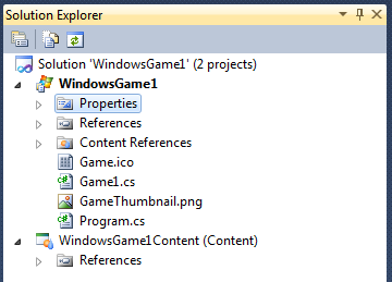 The Project Properties item, shown in the Solution Explorer