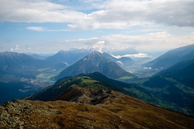 Day 4, from the Kreuzjoch. On the right, the Pitztal. On the left, the Inntal.