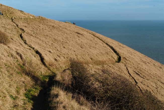 the path down, as the sun sets