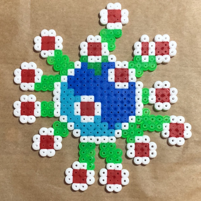 A Coronavirus made out of perler beads