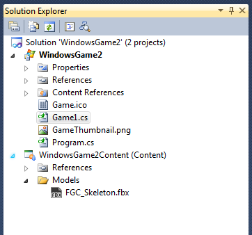 The Content Section in the Solution Explorer